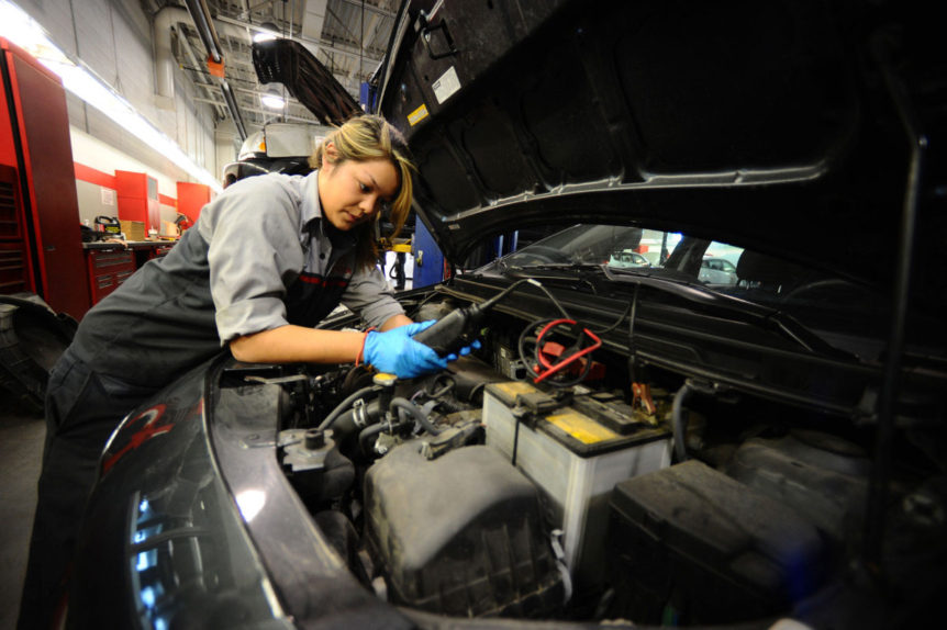 Women auto mechanic